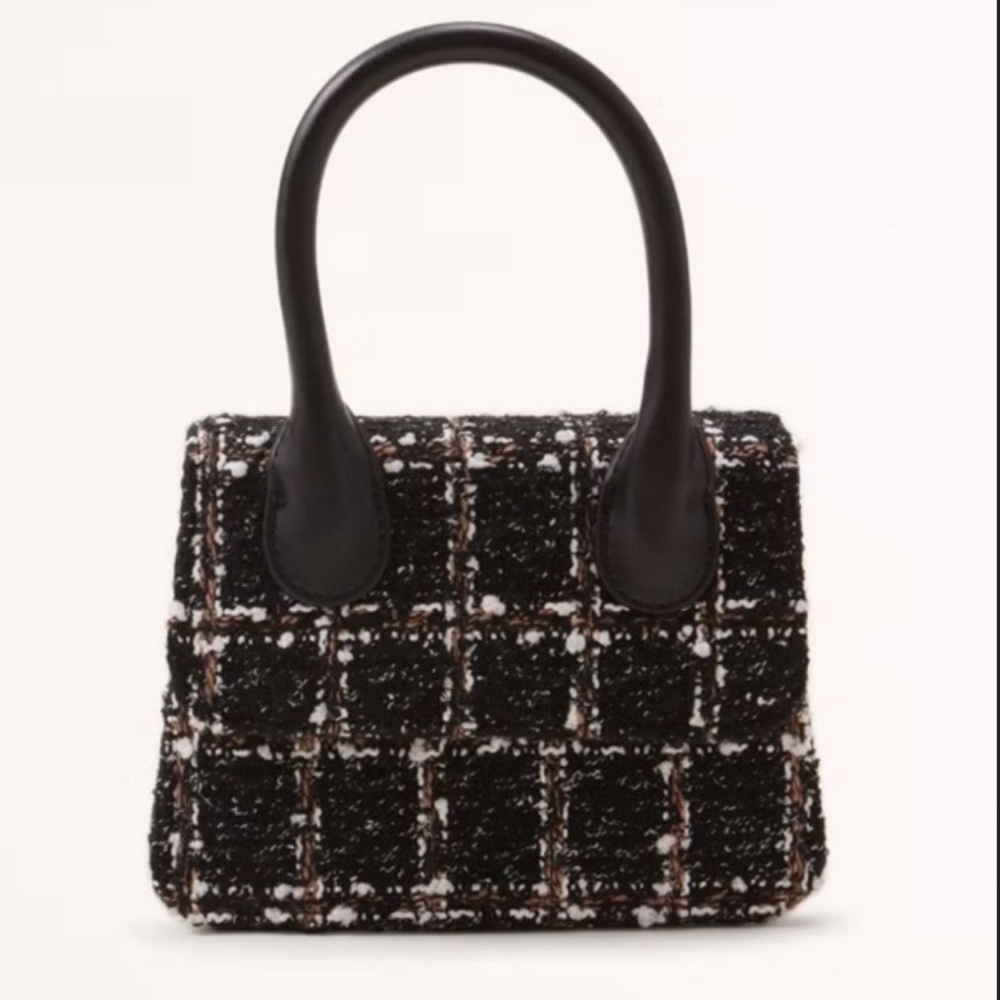 Abercrombie and Fitch Black Tweed Top Handle Mini Bag